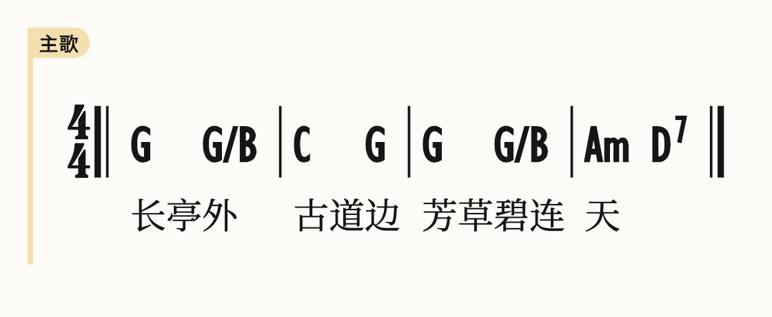 G 调送别第一句,由 Preband 原生乐谱引擎渲染
